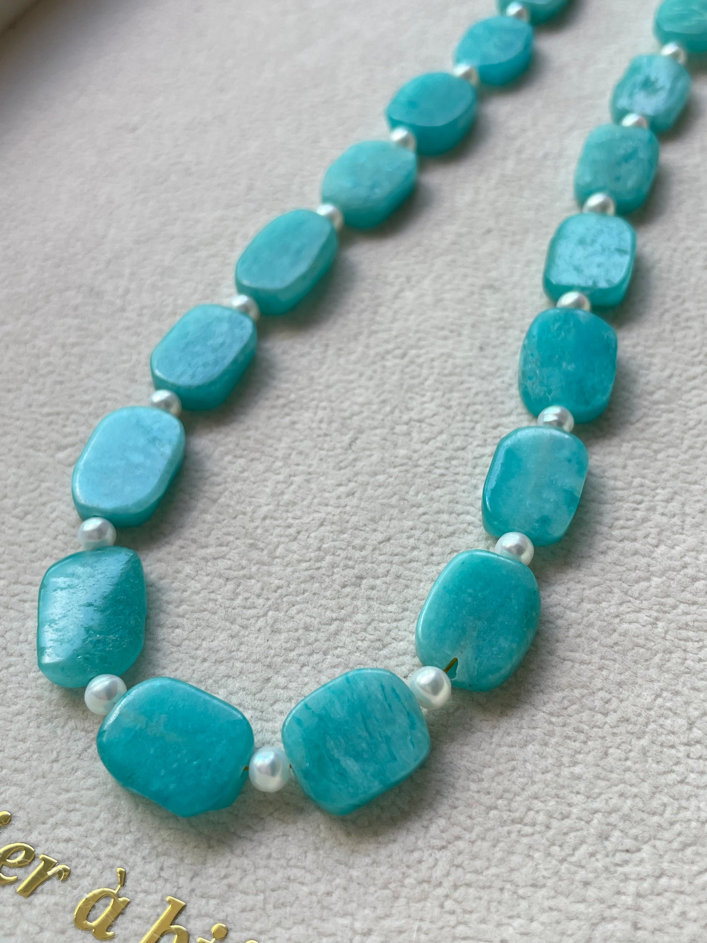 Vòng cổ Amazonite và ngọc trai
