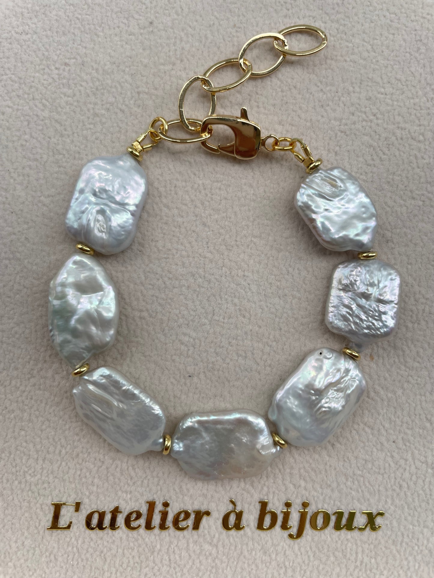 Vòng tay ngọc trai chữ nhật 14mm