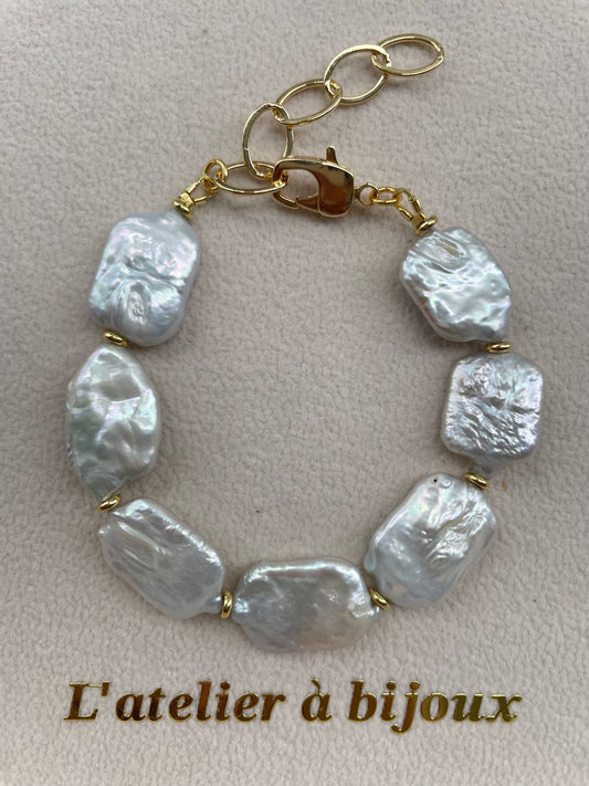 Vòng tay ngọc trai chữ nhật 14mm