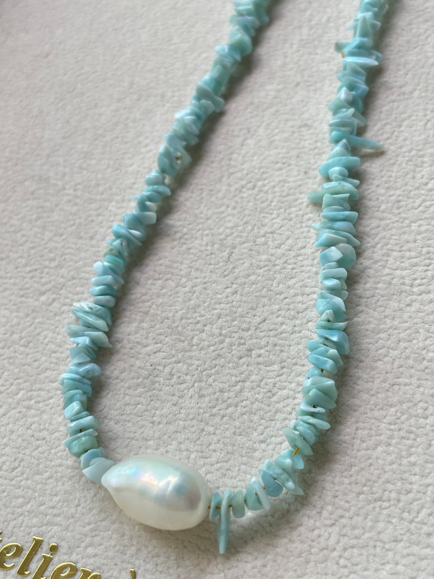 Vòng cổ Larimar và ngọc trai