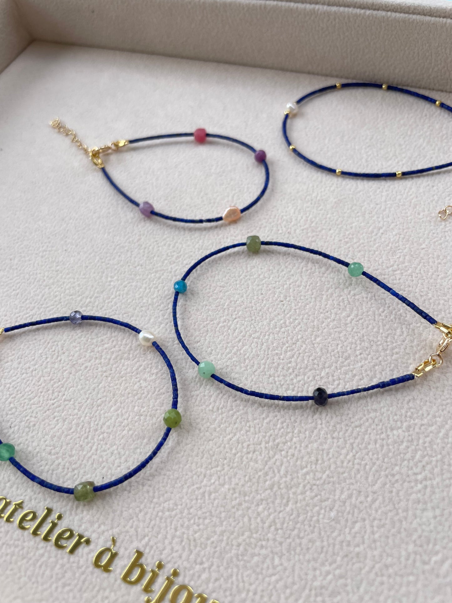 Vòng tay siêu mỏng 1mm & đá quý nhiều màu