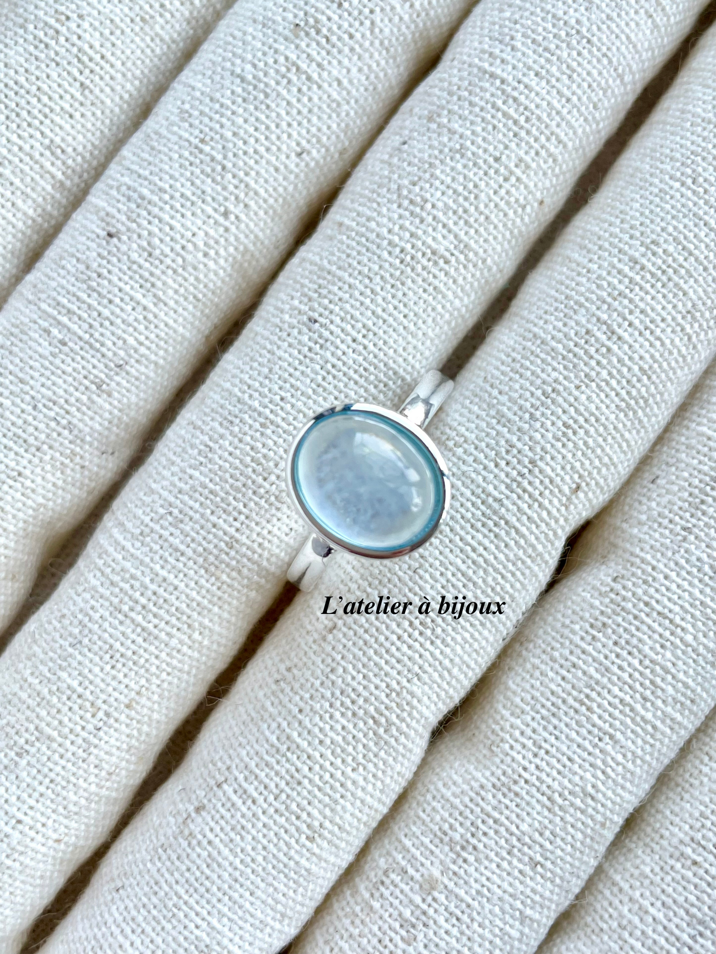 Nhẫn bạc Ada đá Aquamarine