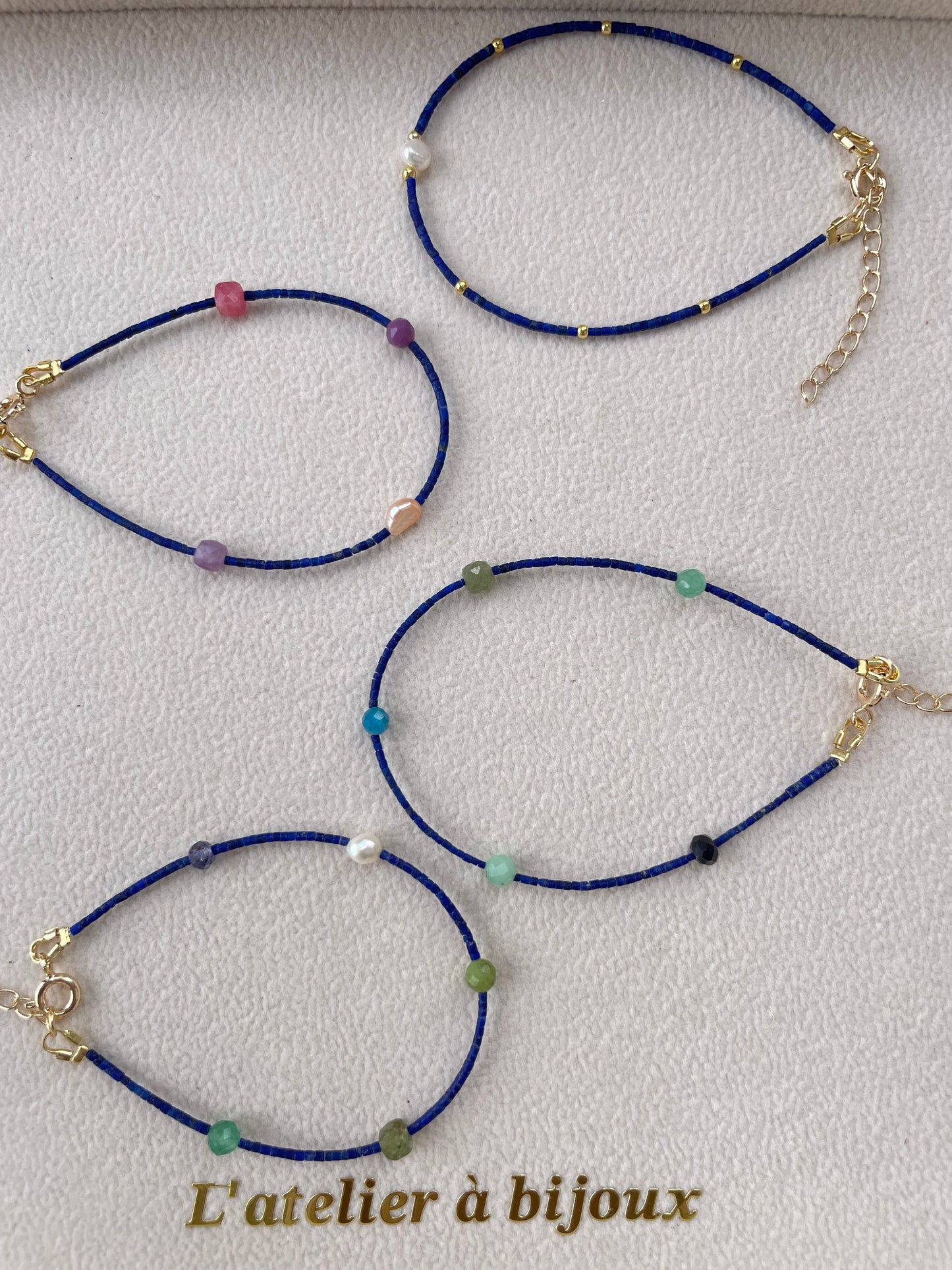 Vòng tay siêu mỏng 1mm & đá quý nhiều màu