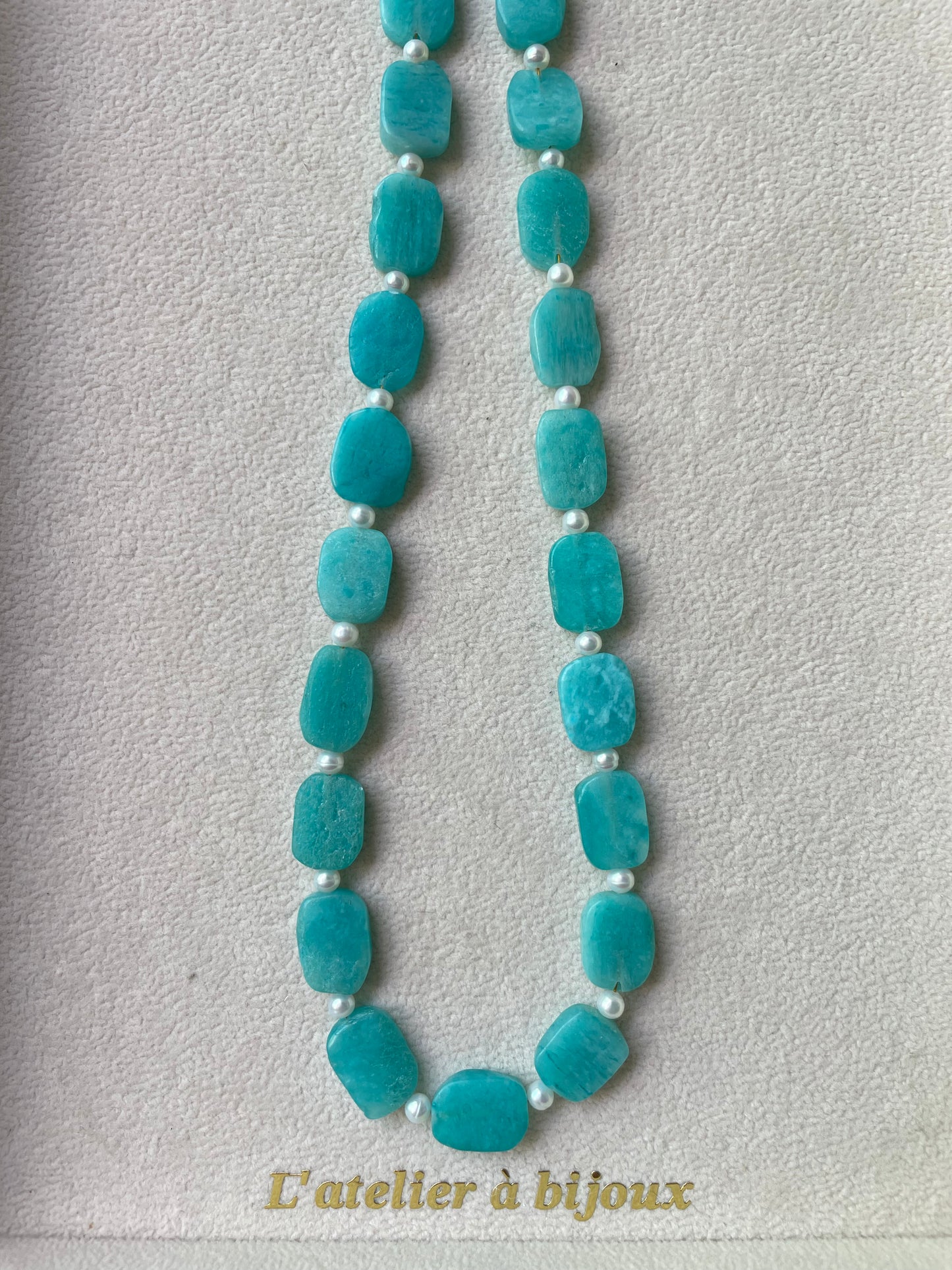 Vòng cổ Amazonite và ngọc trai