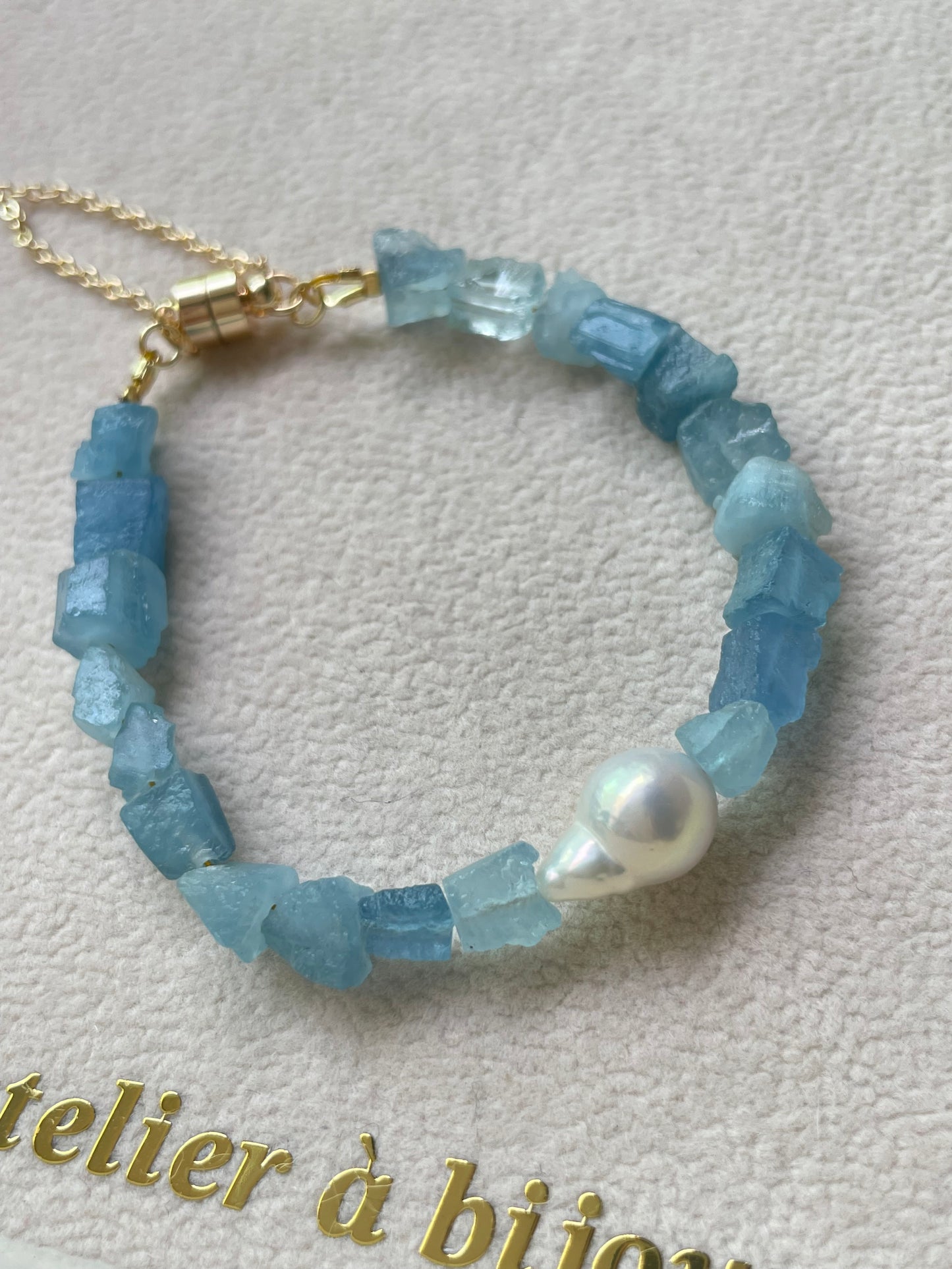 Vòng tay Aquamarine ngọc bích và ngọc trai