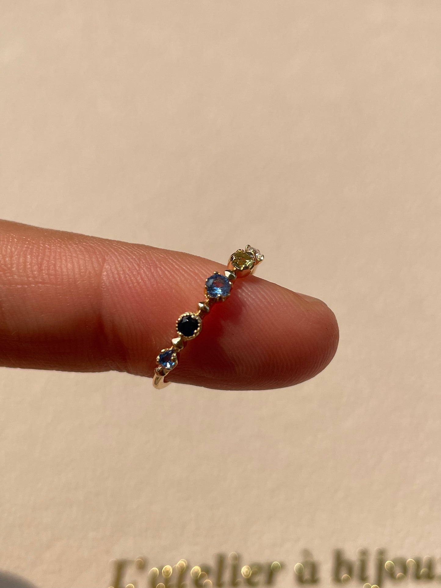 Nhẫn bạc S925 mix 5 đá quý - N3