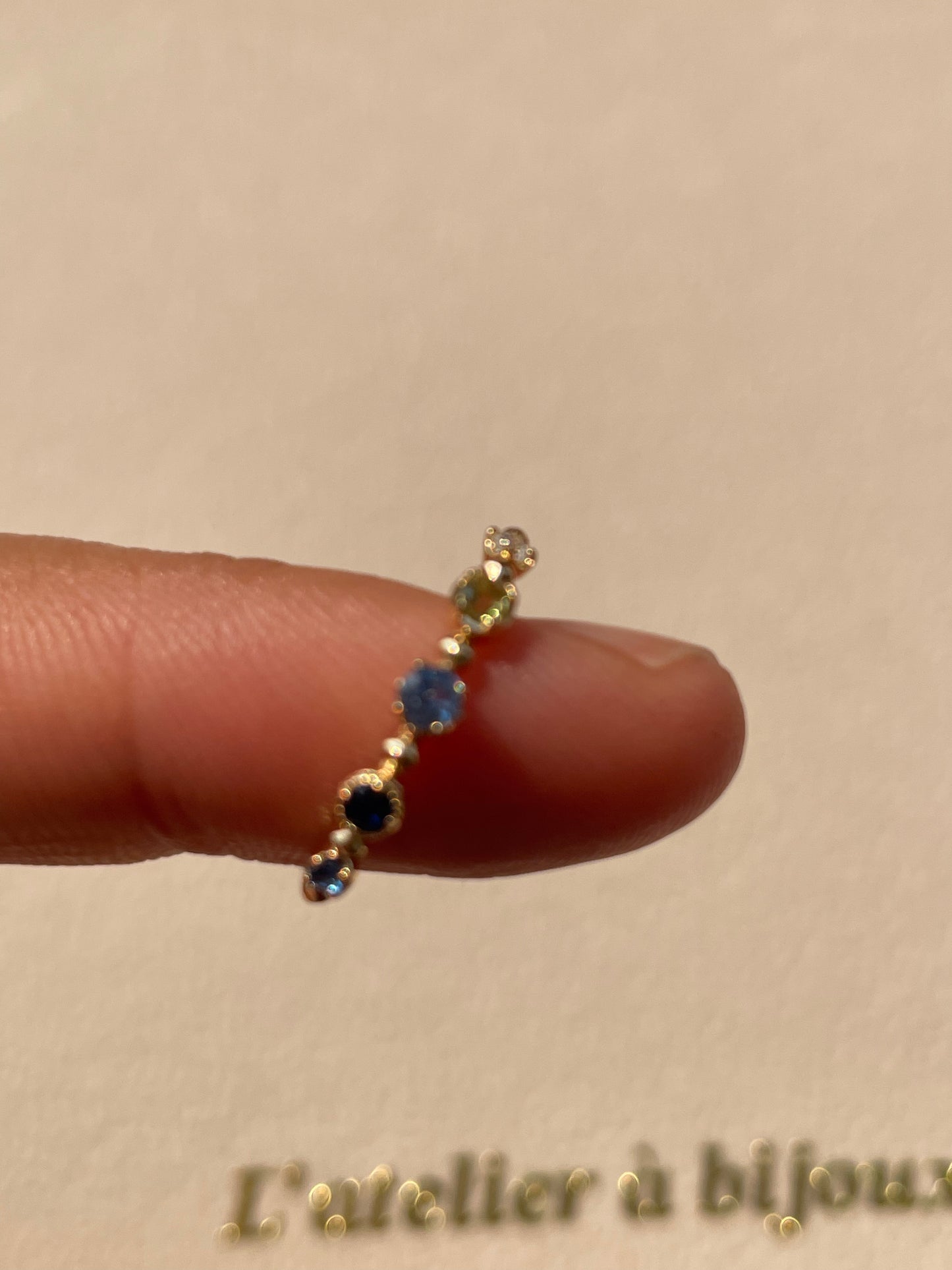 Nhẫn bạc S925 mix 5 đá quý - N3