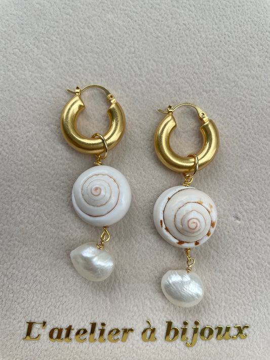 Hoa tai vỏ sò và ngọc trai Sede