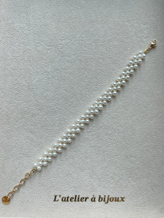 Vòng tay ngọc trai 5mm đan 3 lớp