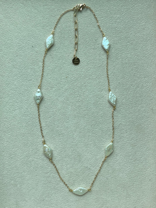 Diamond Pearl & chain necklace