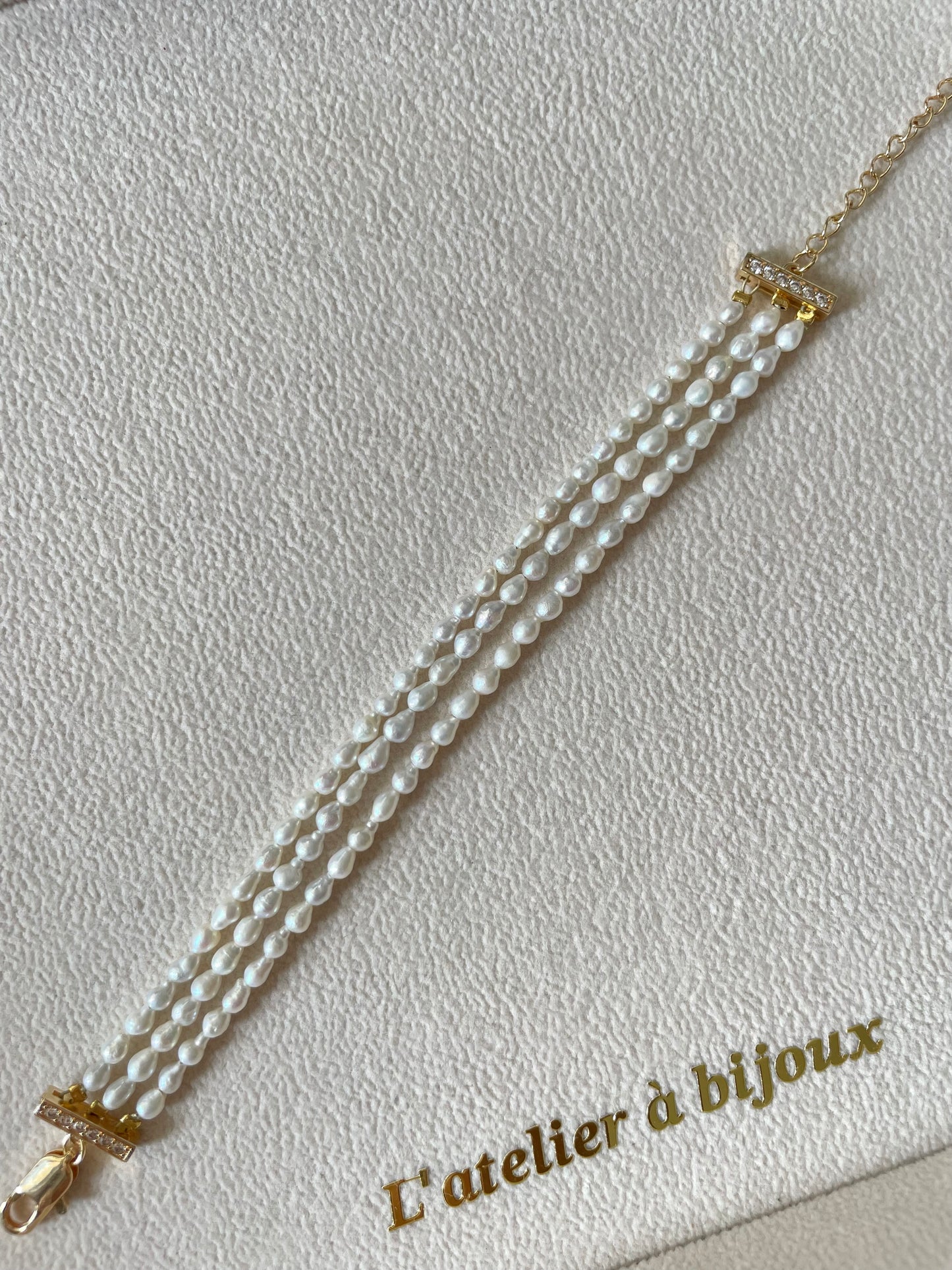 3mm Triple layer pearl bracelet