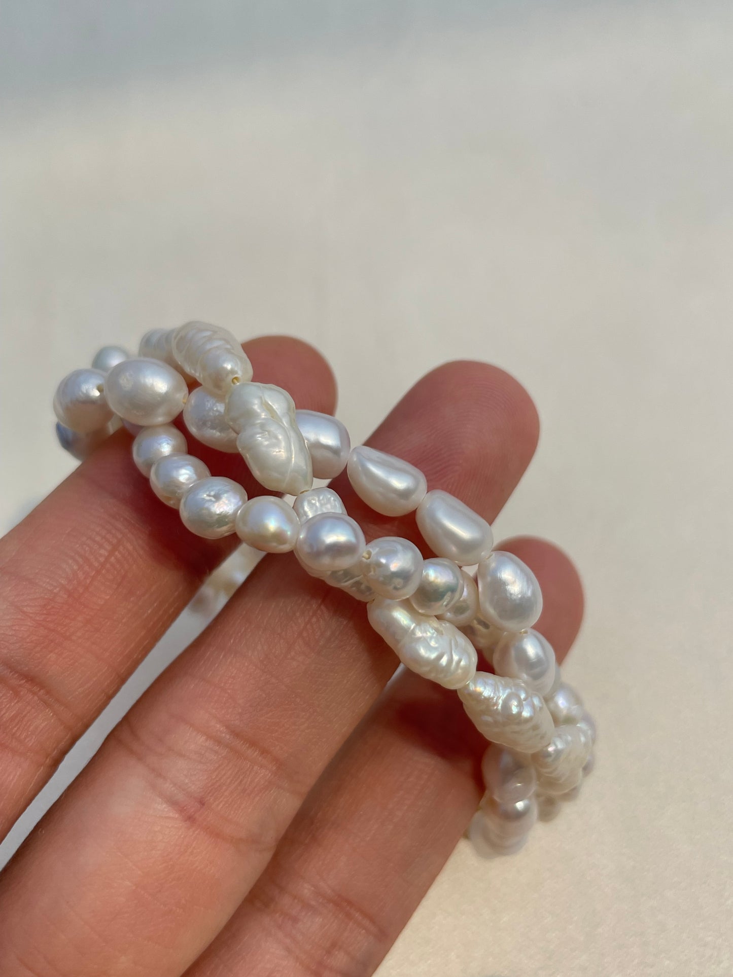 Braided Triple layer pearl bracelet