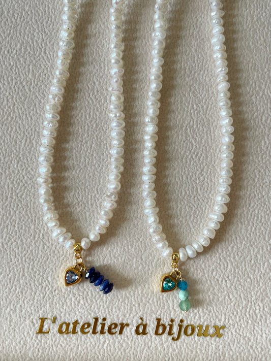 Vòng cổ ngọc trai 5mm & charm