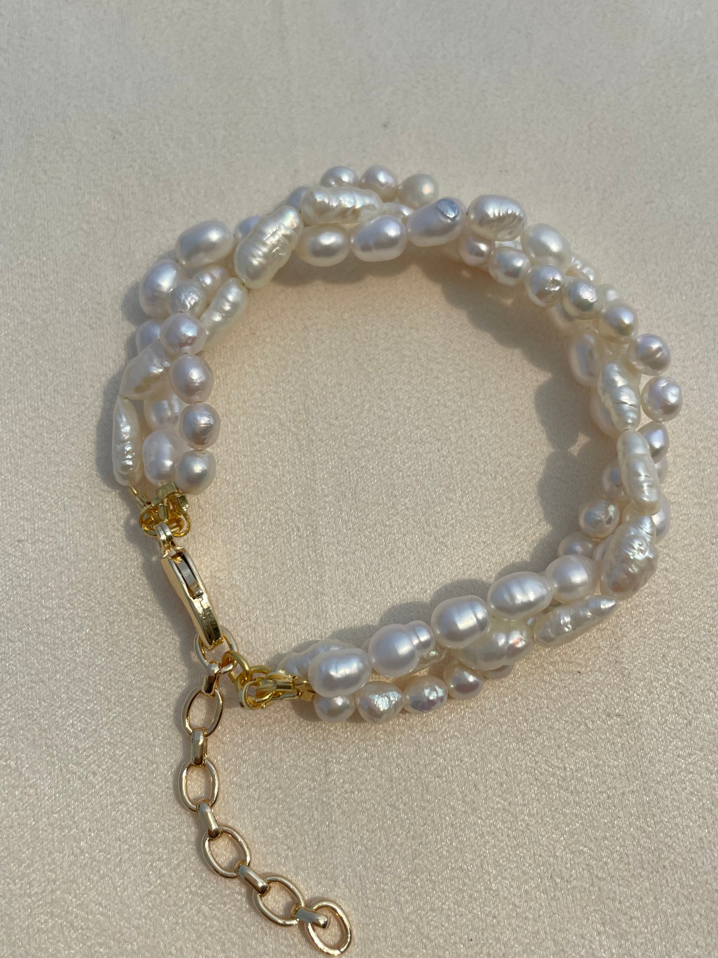 Braided Triple layer pearl bracelet