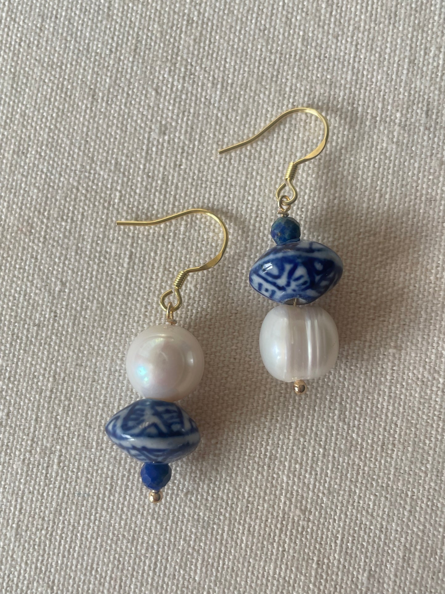 Pearl & porcelain earrings