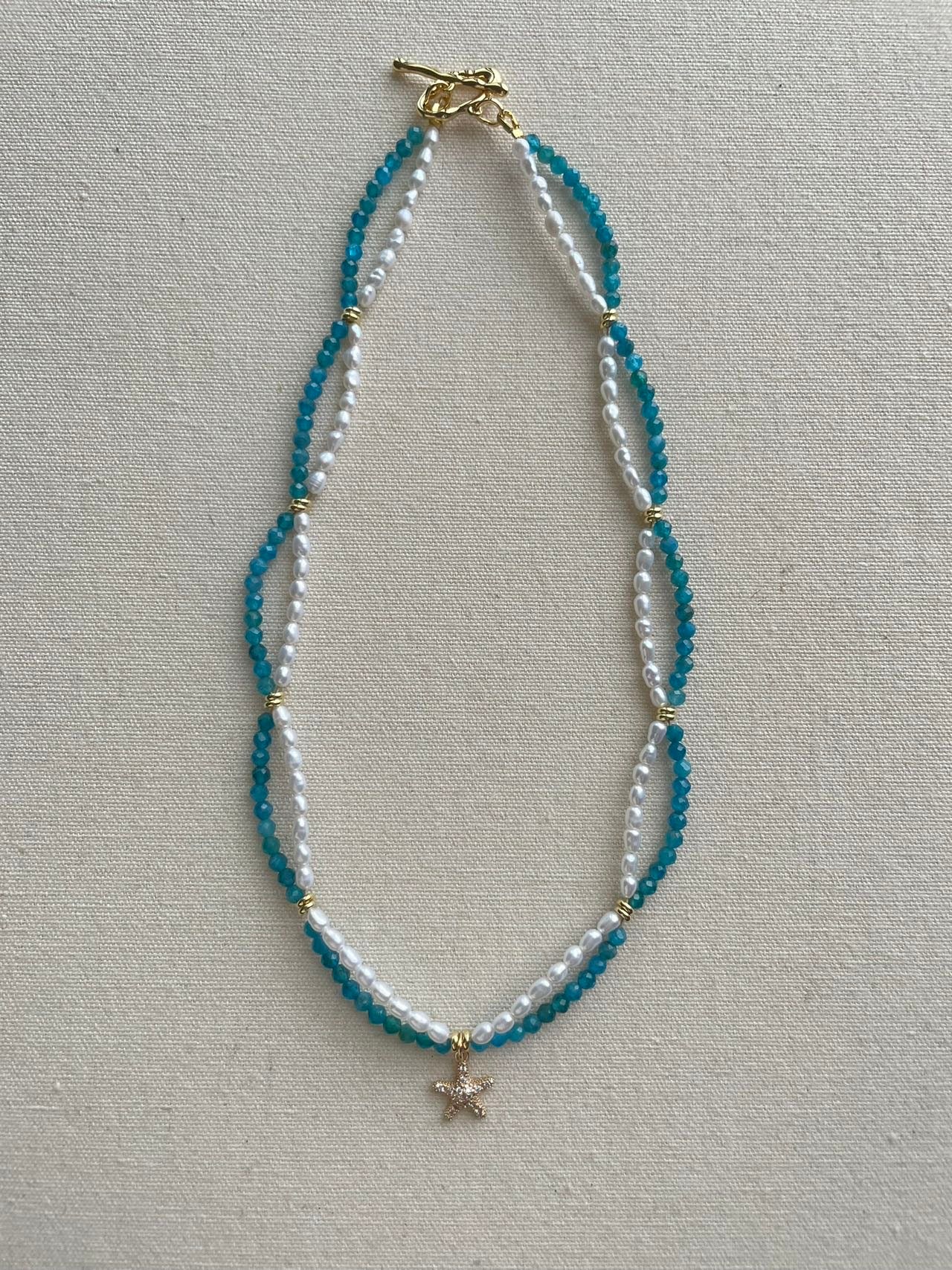 Little Star Apatite Freshwater Pearl Necklace