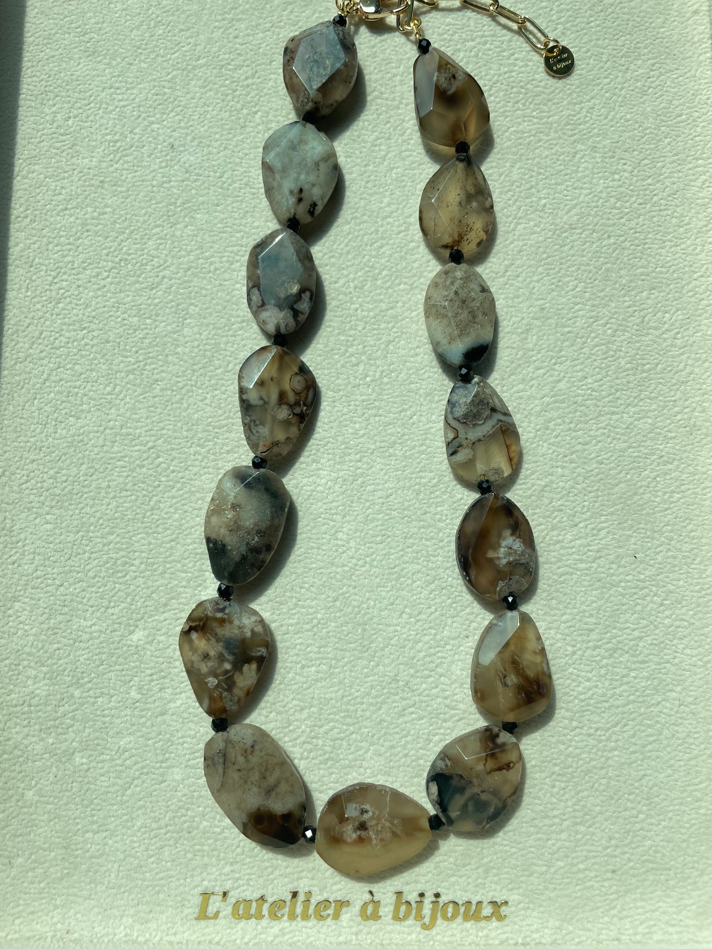 Black Sakura Agate & Black Spinel necklace