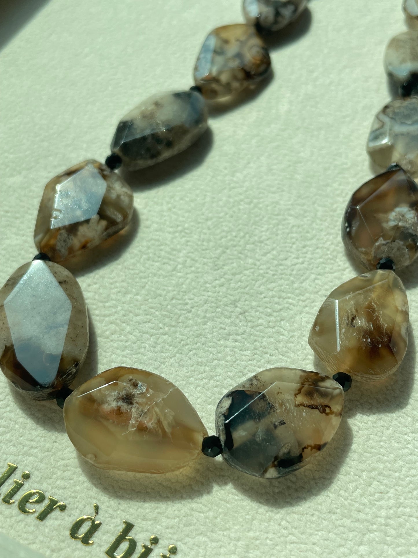 Black Sakura Agate & Black Spinel necklace