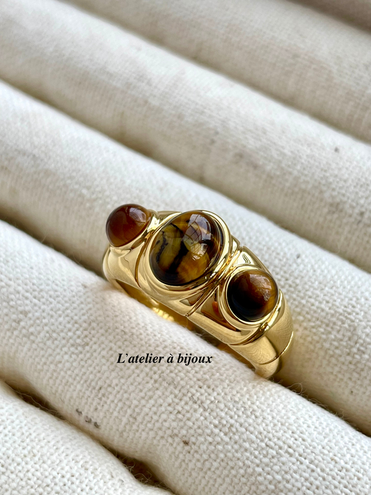 Lela tiger's-eye stone rings