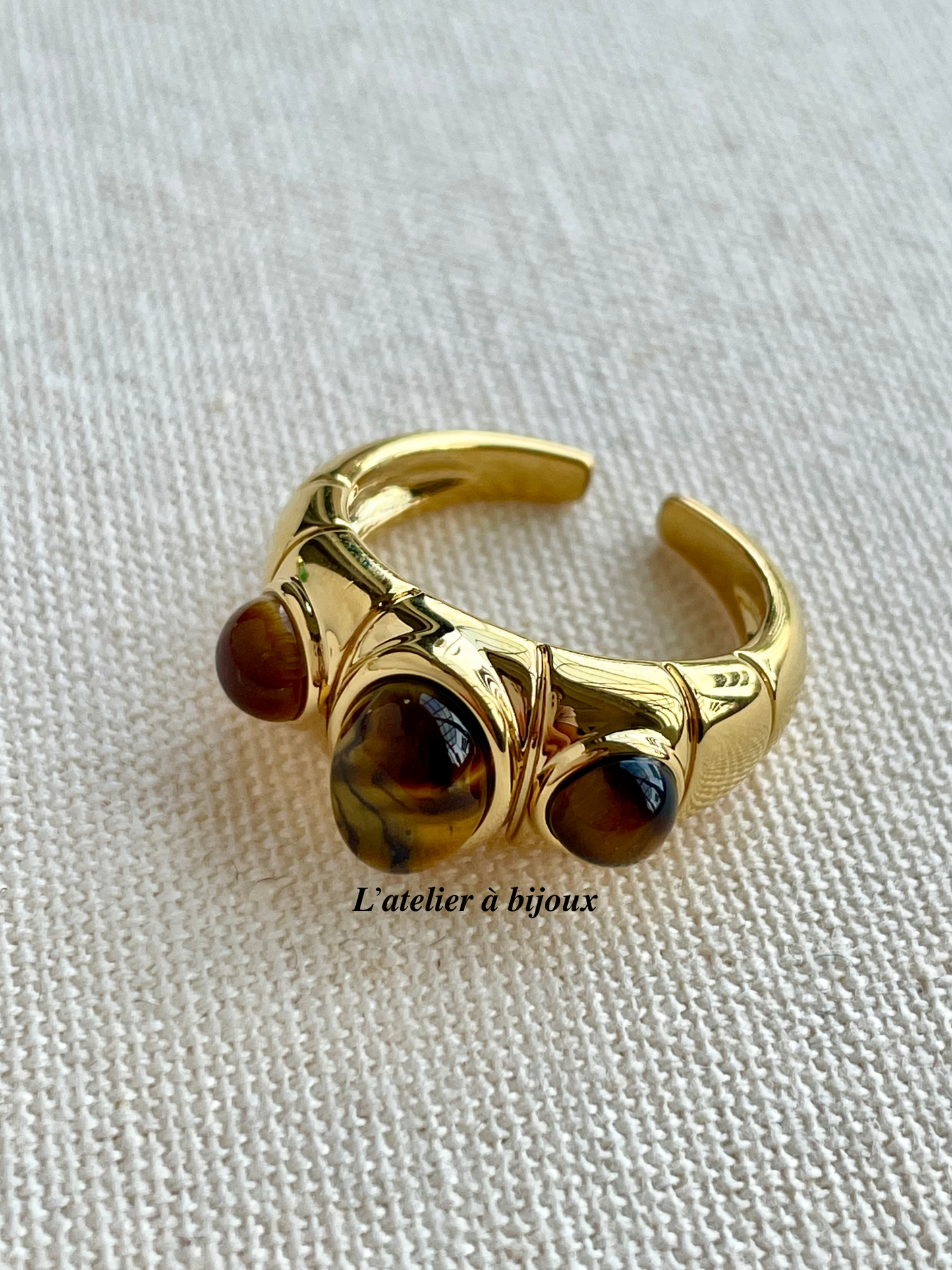 Lela tiger's-eye stone rings