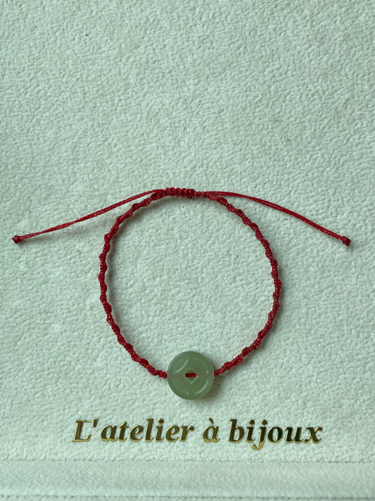 Jade hand-braided red string bracelet