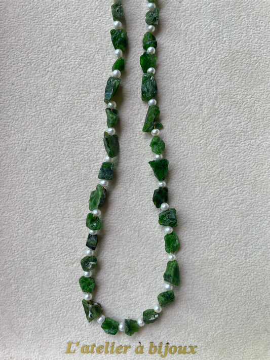 Vòng cổ Diopside và ngọc trai