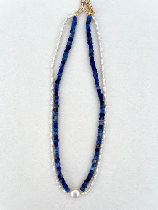 Indigo pearl necklace