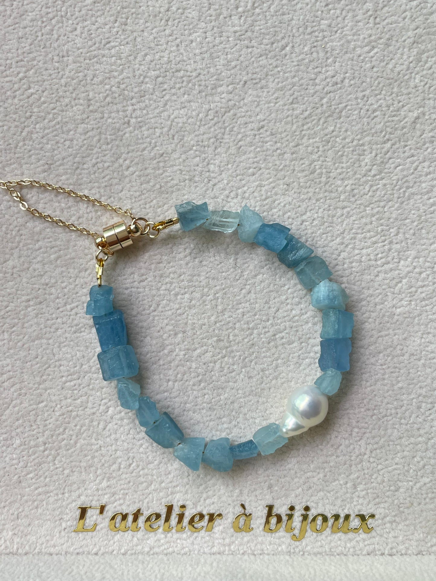 Vòng tay Aquamarine ngọc bích và ngọc trai