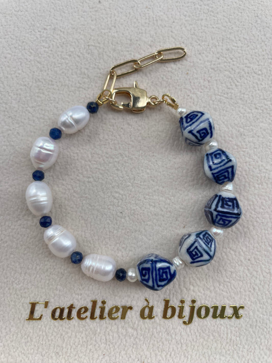Pearl & porcelain bracelet
