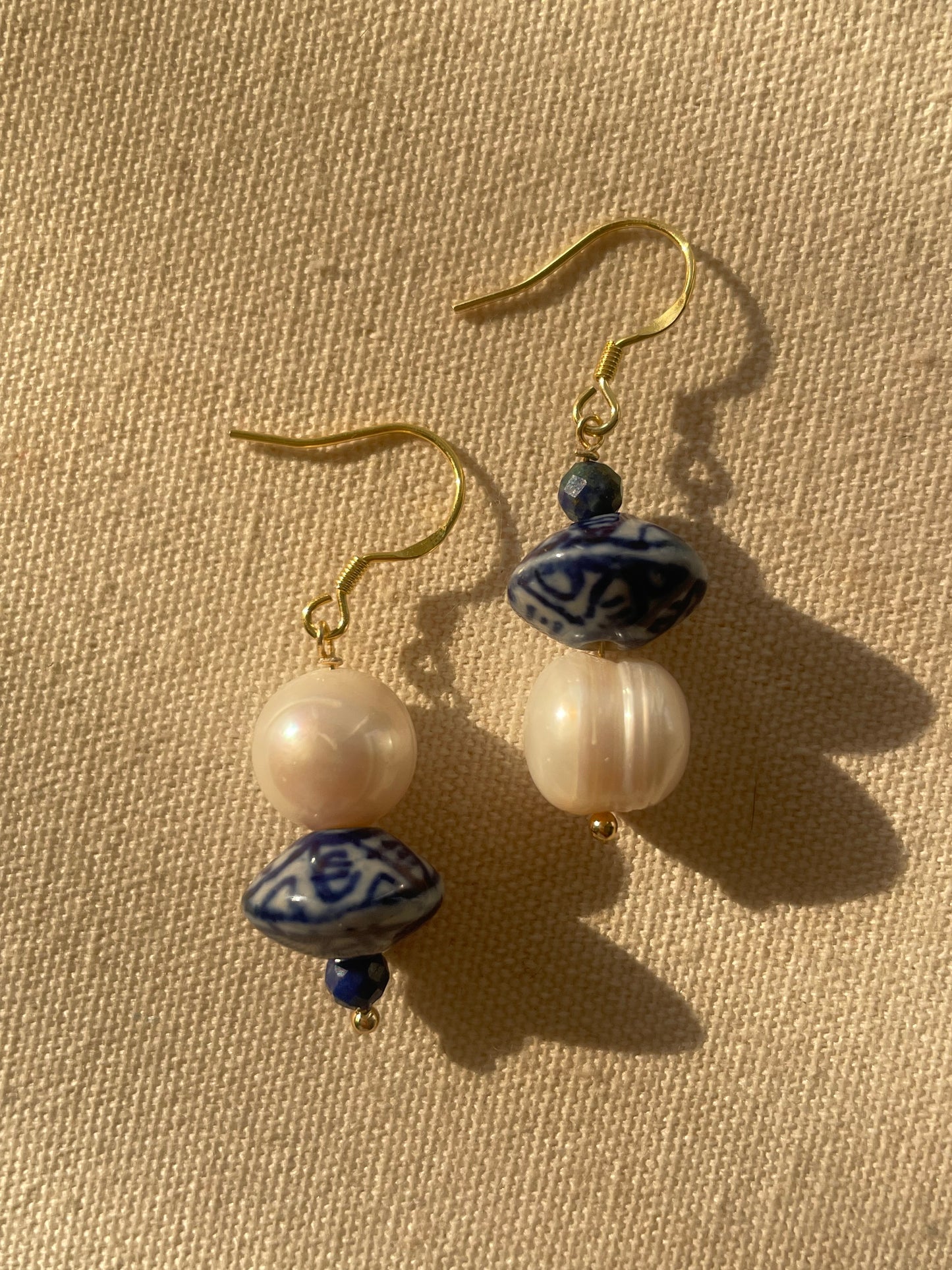 Pearl & porcelain earrings