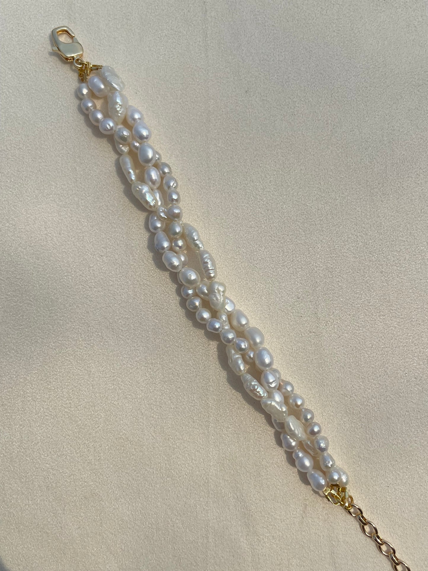 Braided Triple layer pearl bracelet