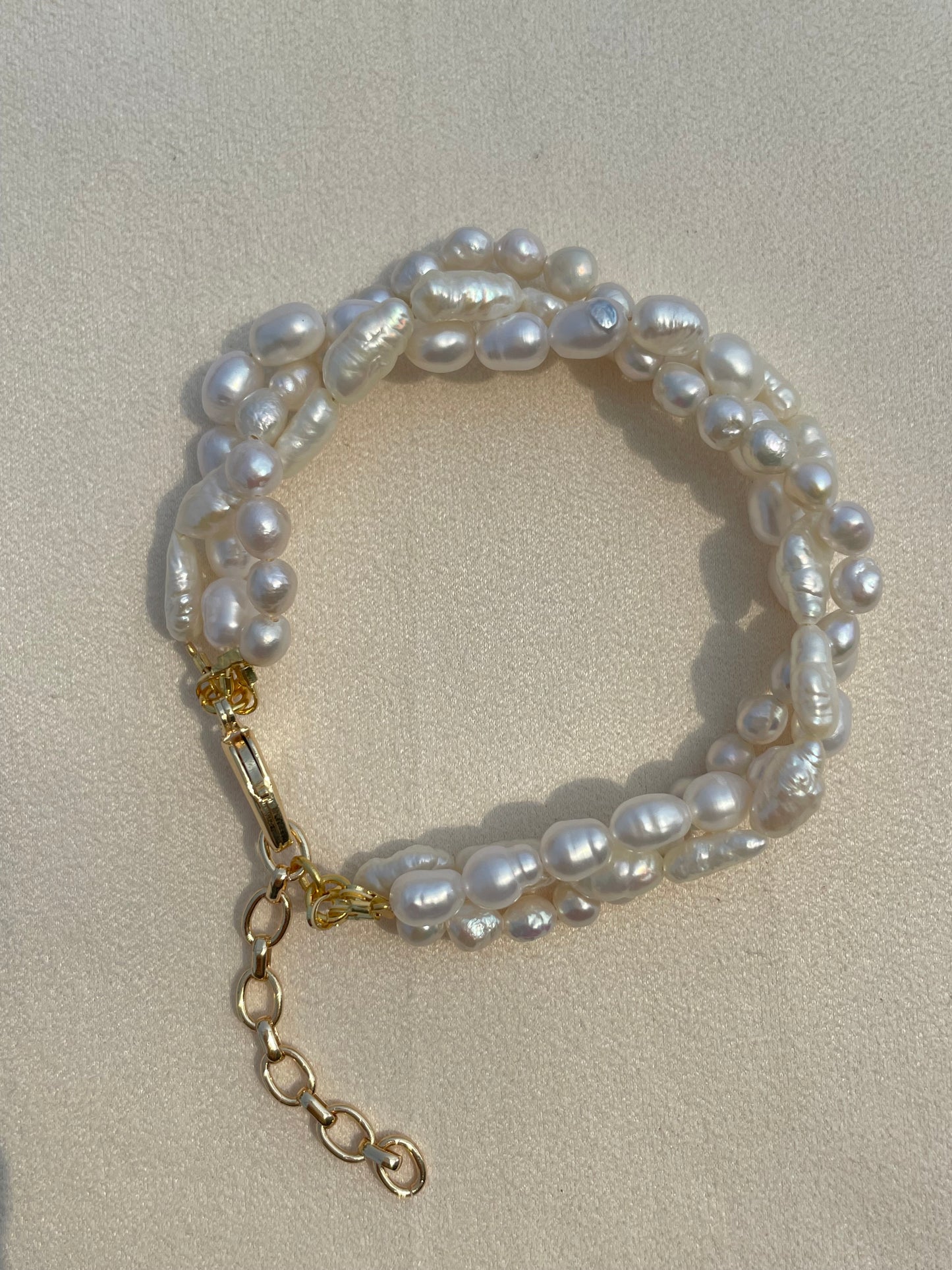 Braided Triple layer pearl bracelet