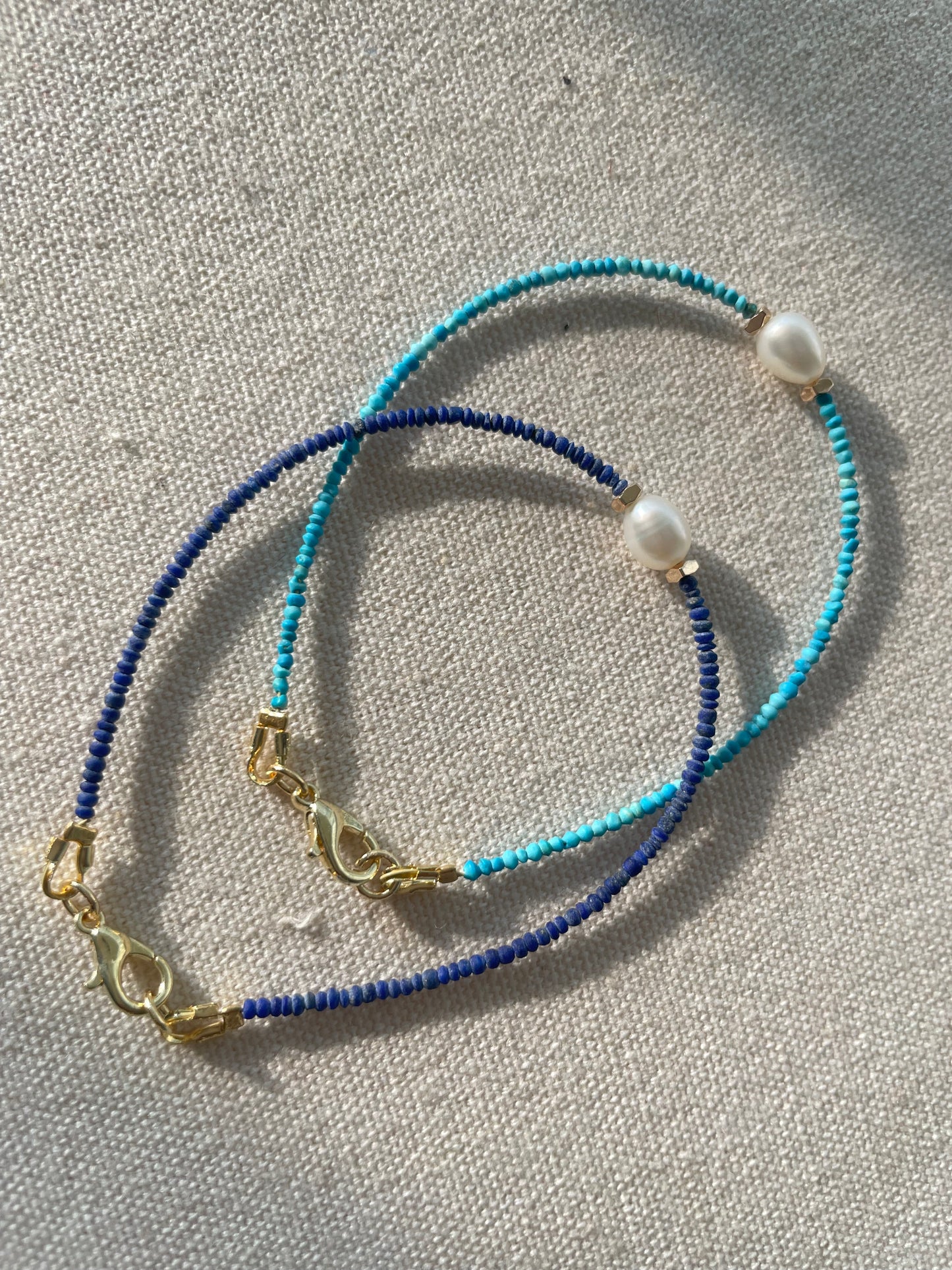 2mm ultra slim turquoise pearl bracelet