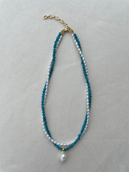 Leia pearl & apatite necklace