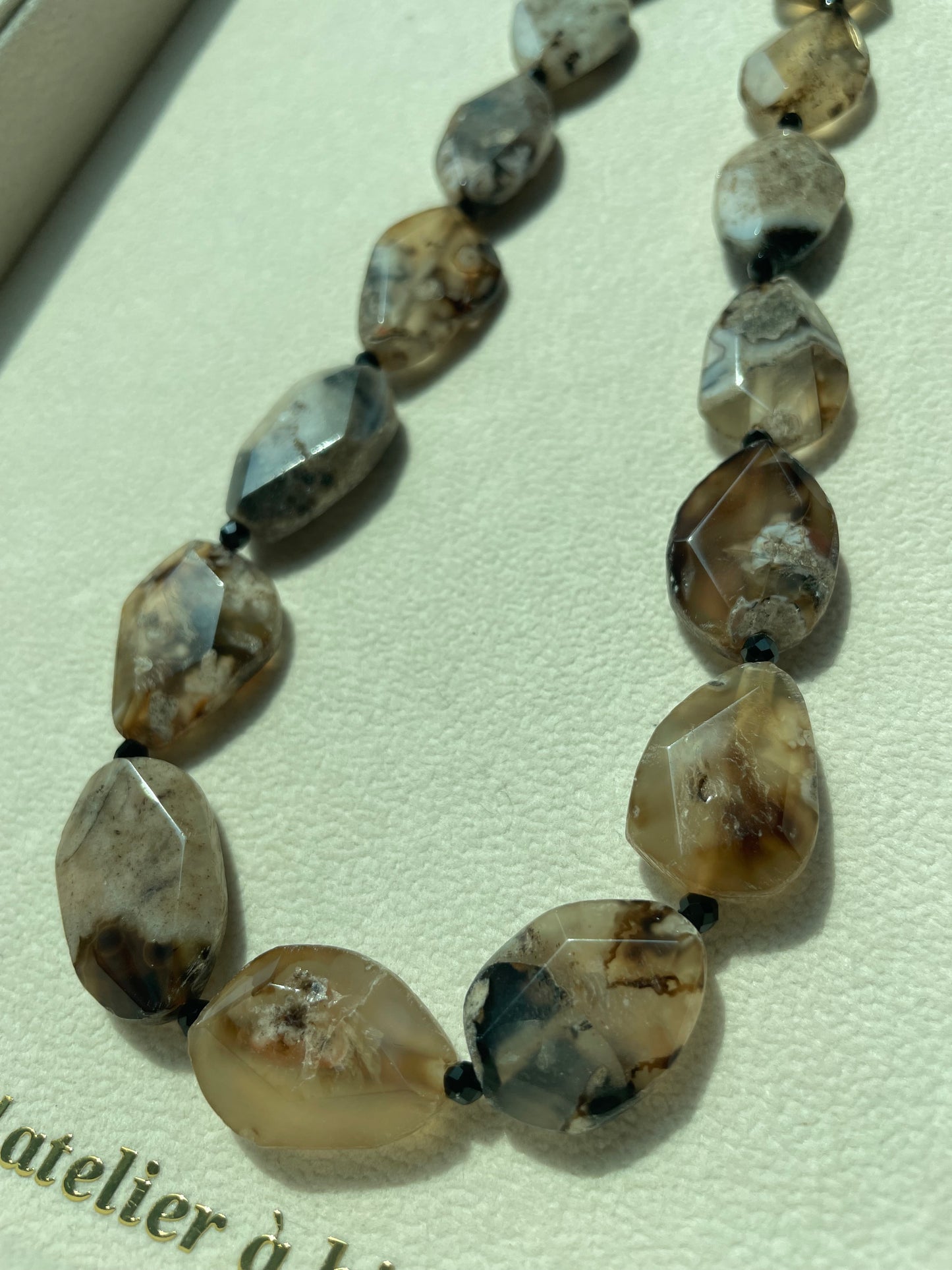 Black Sakura Agate & Black Spinel necklace