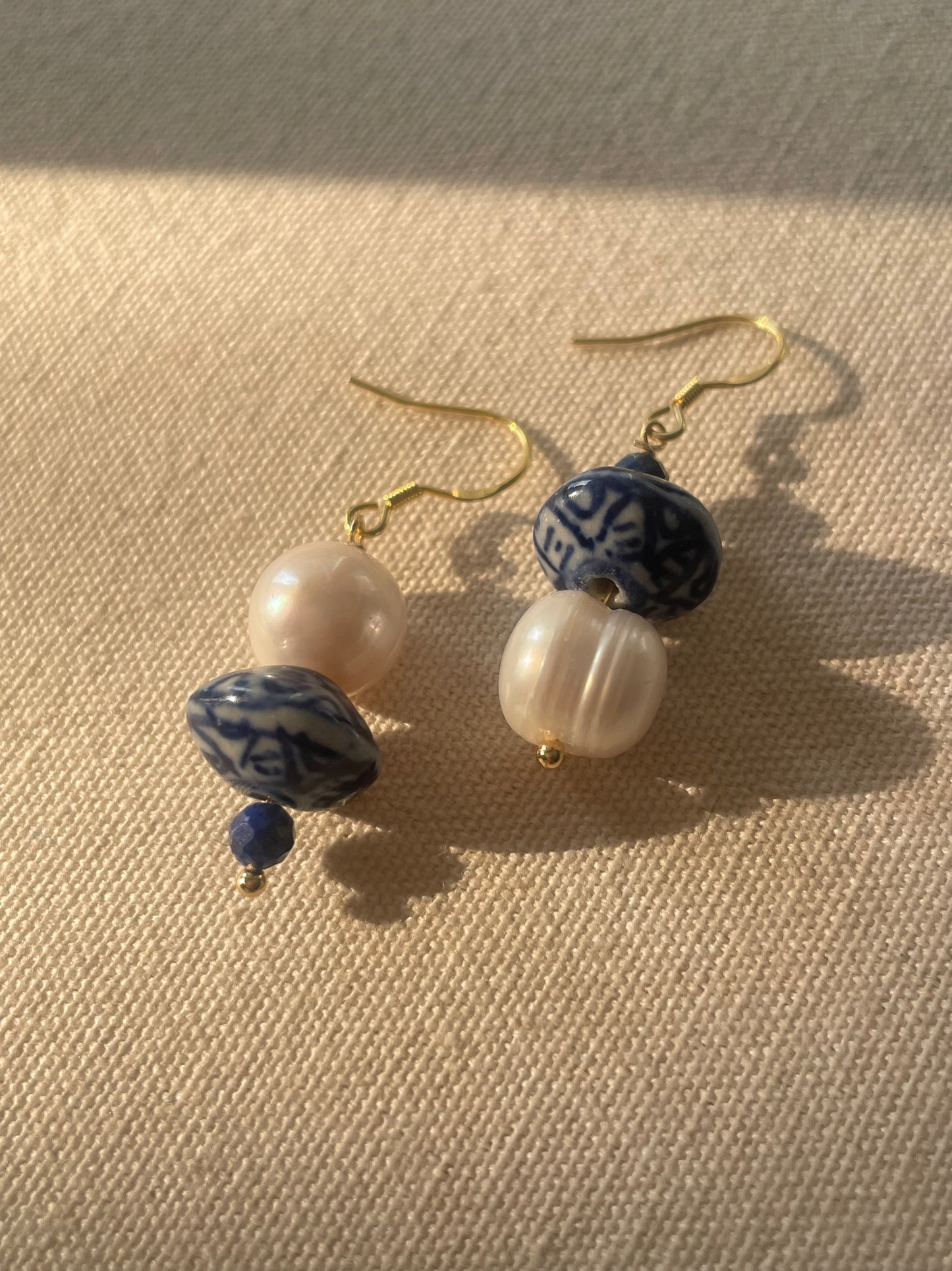 Pearl & porcelain earrings