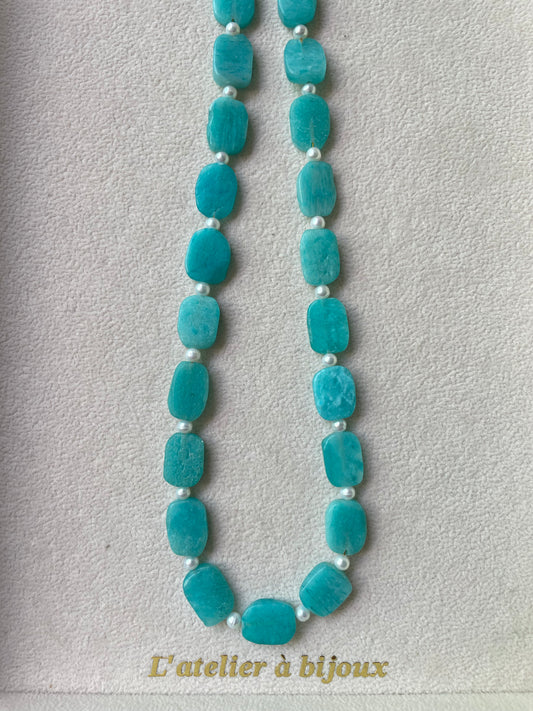 Vòng cổ Amazonite và ngọc trai