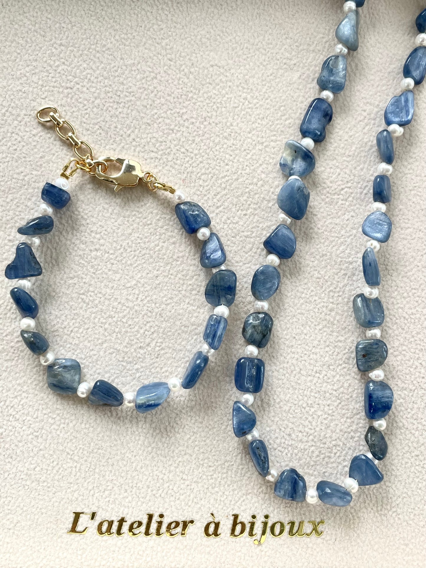 Oceanie kyanite & pearl necklace/bracelet