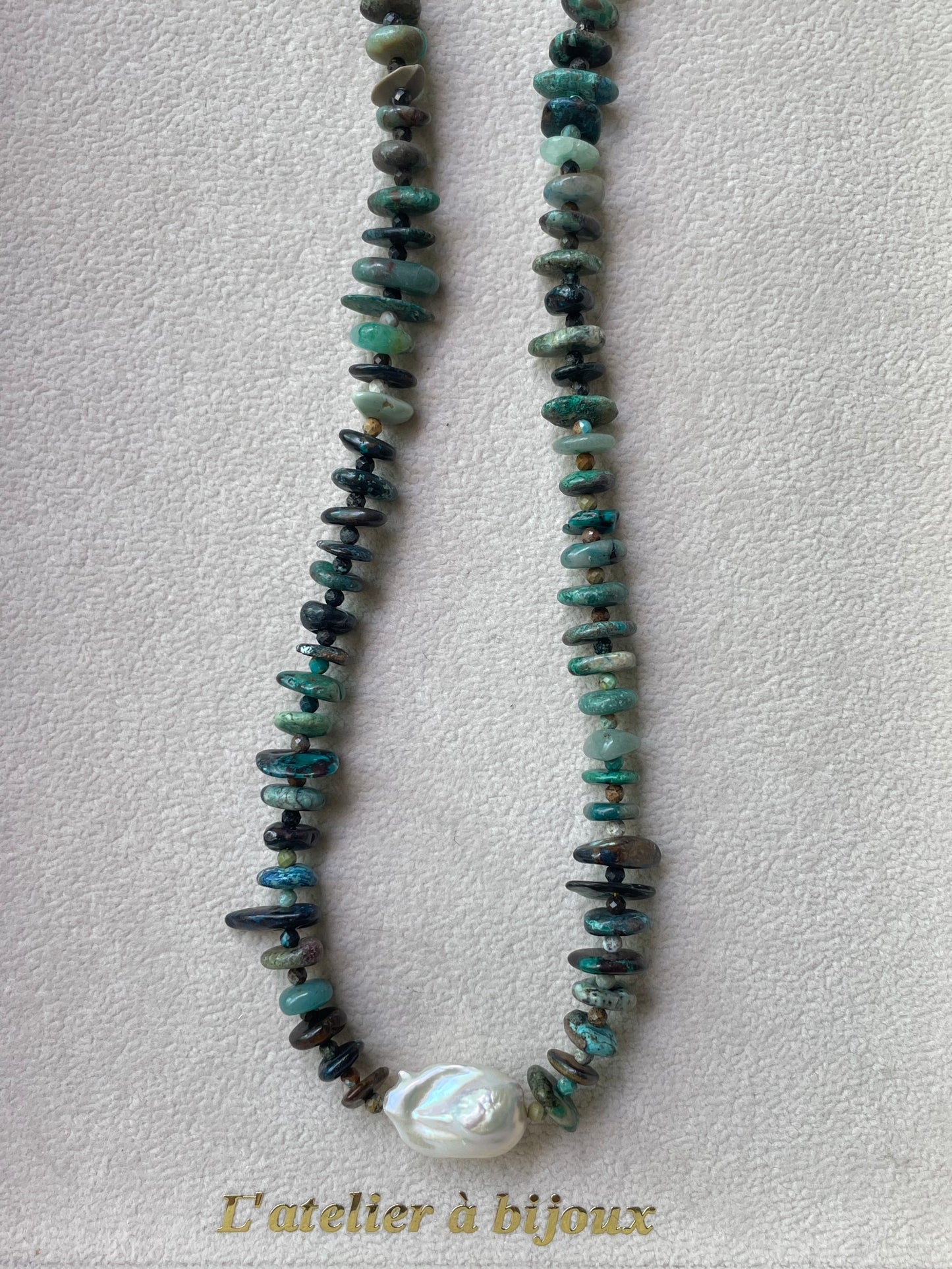 Vòng cổ ngọc lam và ngọc trai