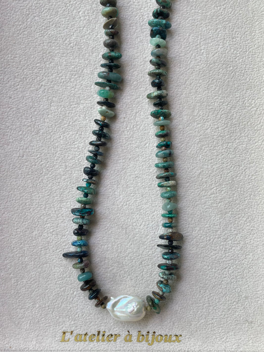 Vòng cổ ngọc lam và ngọc trai