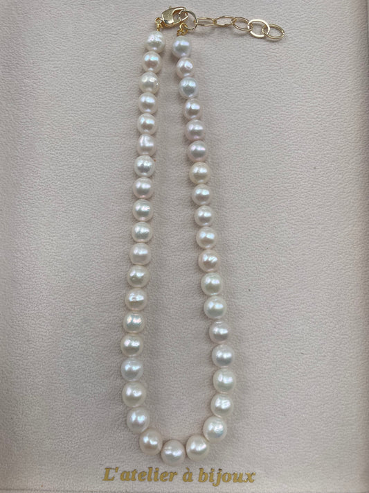 11mm wrinkled round pearl necklace