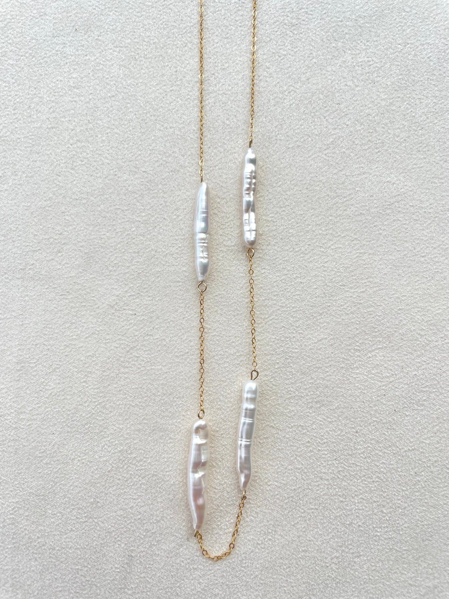 Long pearl chain necklace