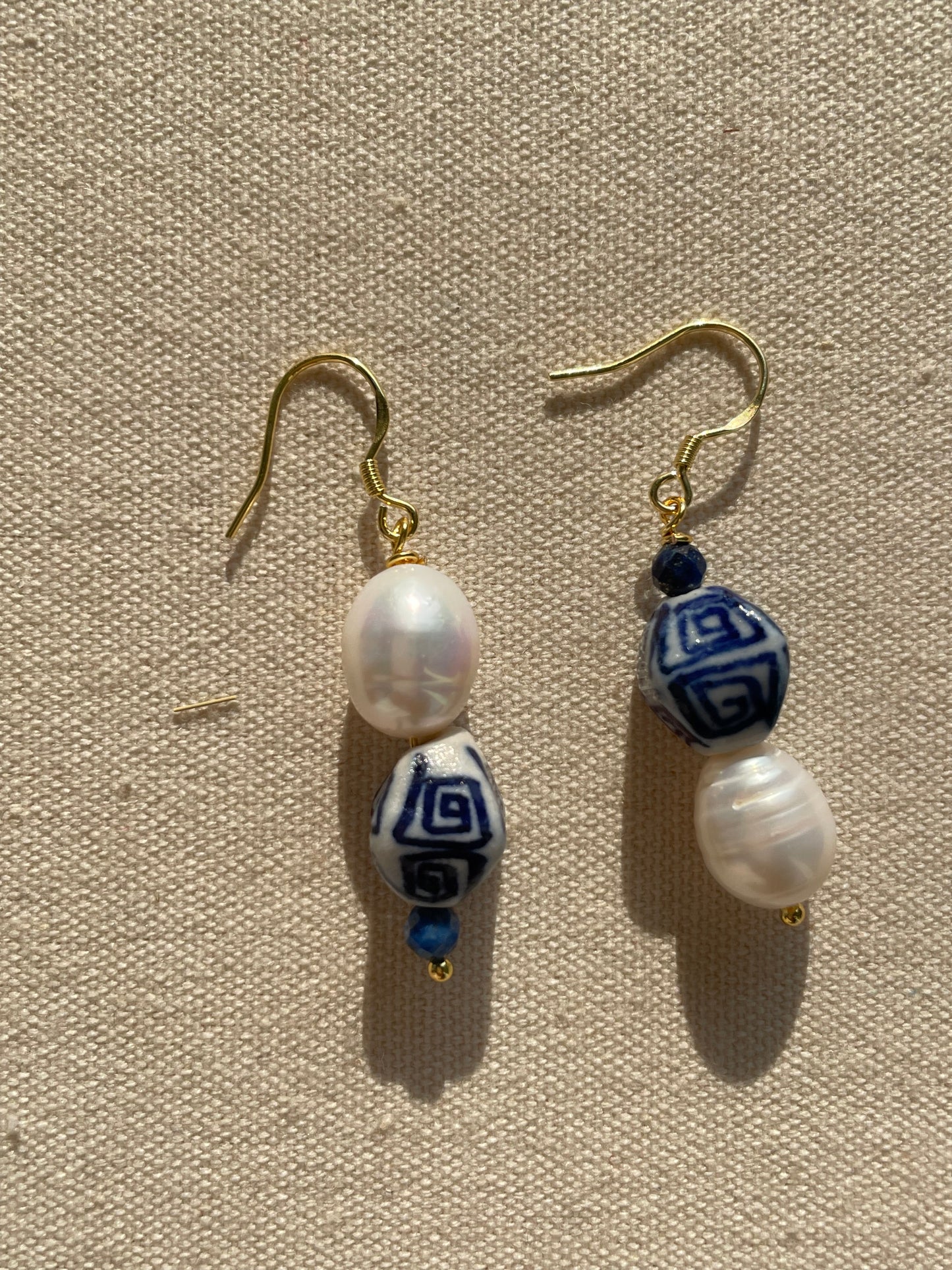 Pearl & porcelain earrings