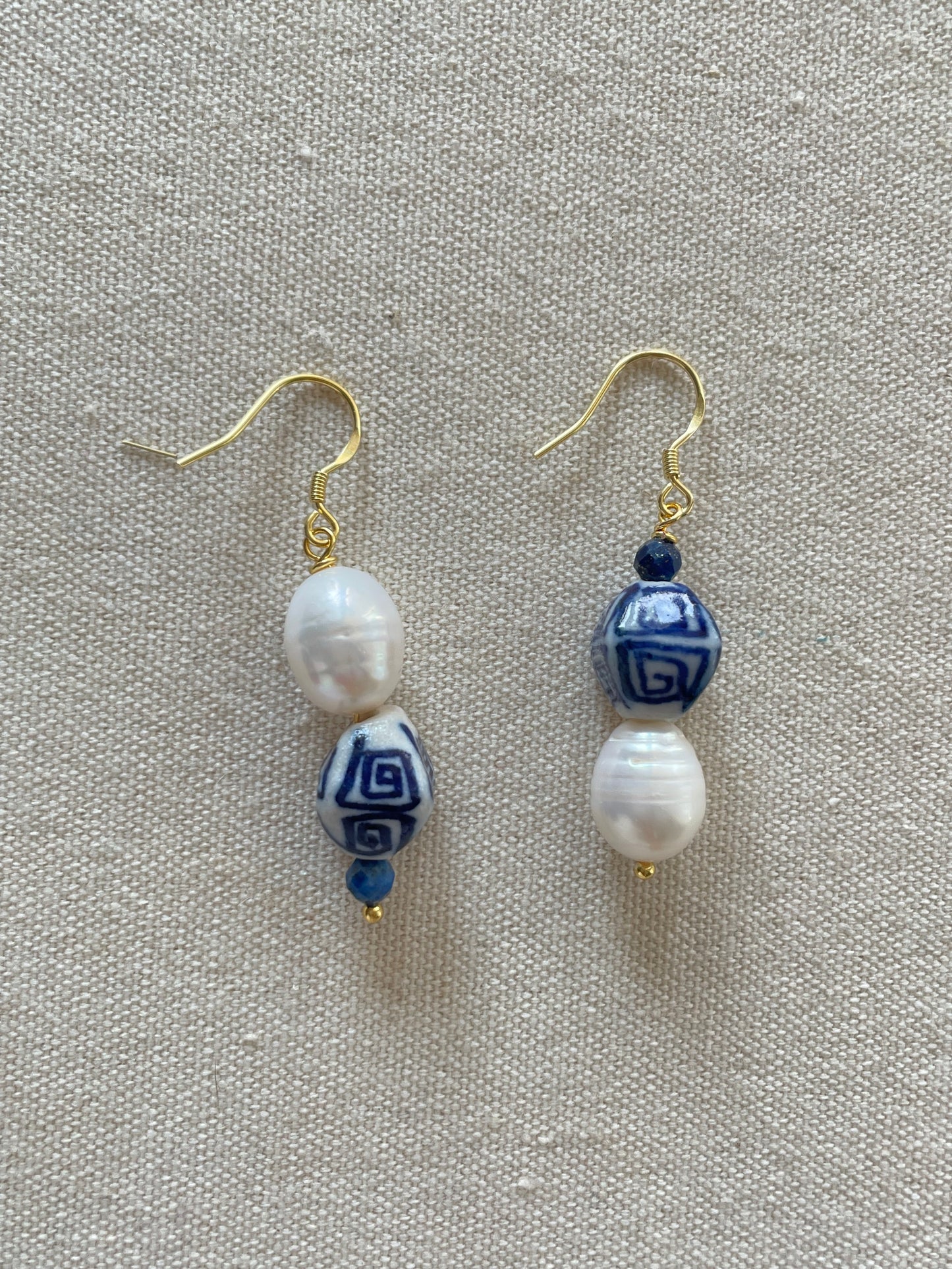 Pearl & porcelain earrings